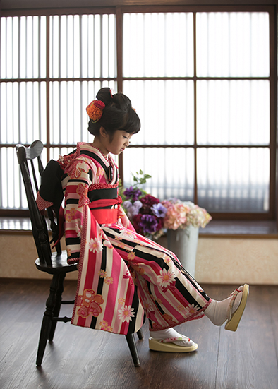 京都の町家で七五三前撮り椅子